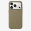 Siliconenhoesje voor iPhone 18 in Olive, achteraanzicht, zonder logo op lichtgrijze achtergrond