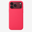 Siliconenhoesje voor iPhone 18 Pro Max in Bright Guava, achteraanzicht, zonder logo op lichtgrijze achtergrond