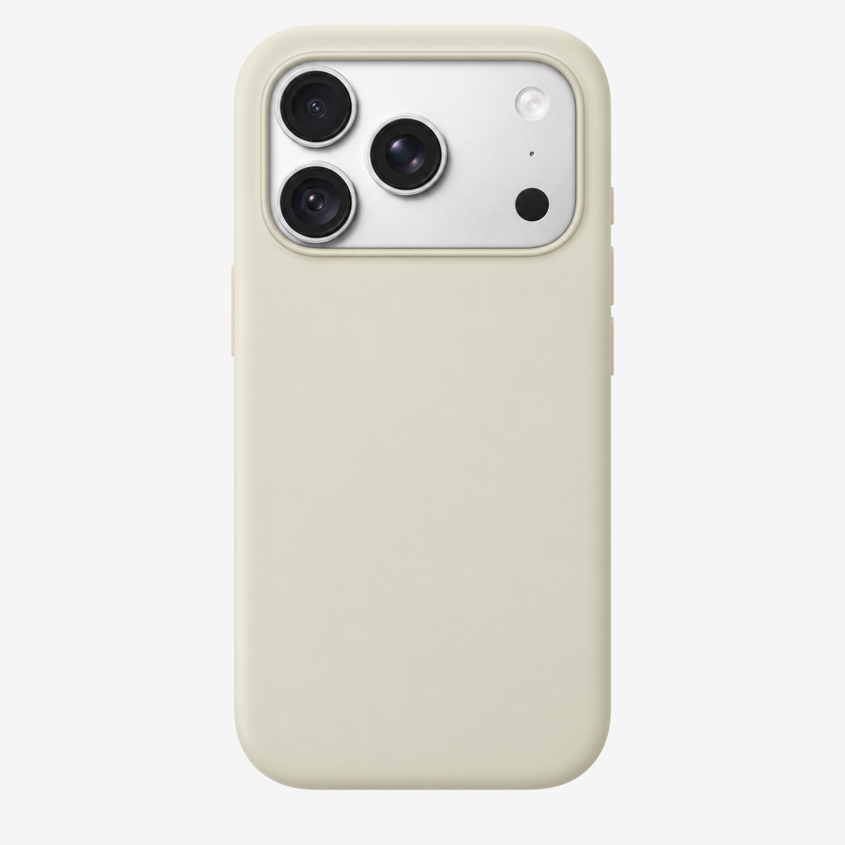 Siliconenhoesje voor iPhone 18 in Vanilla, achteraanzicht, zonder logo op lichtgrijze achtergrond