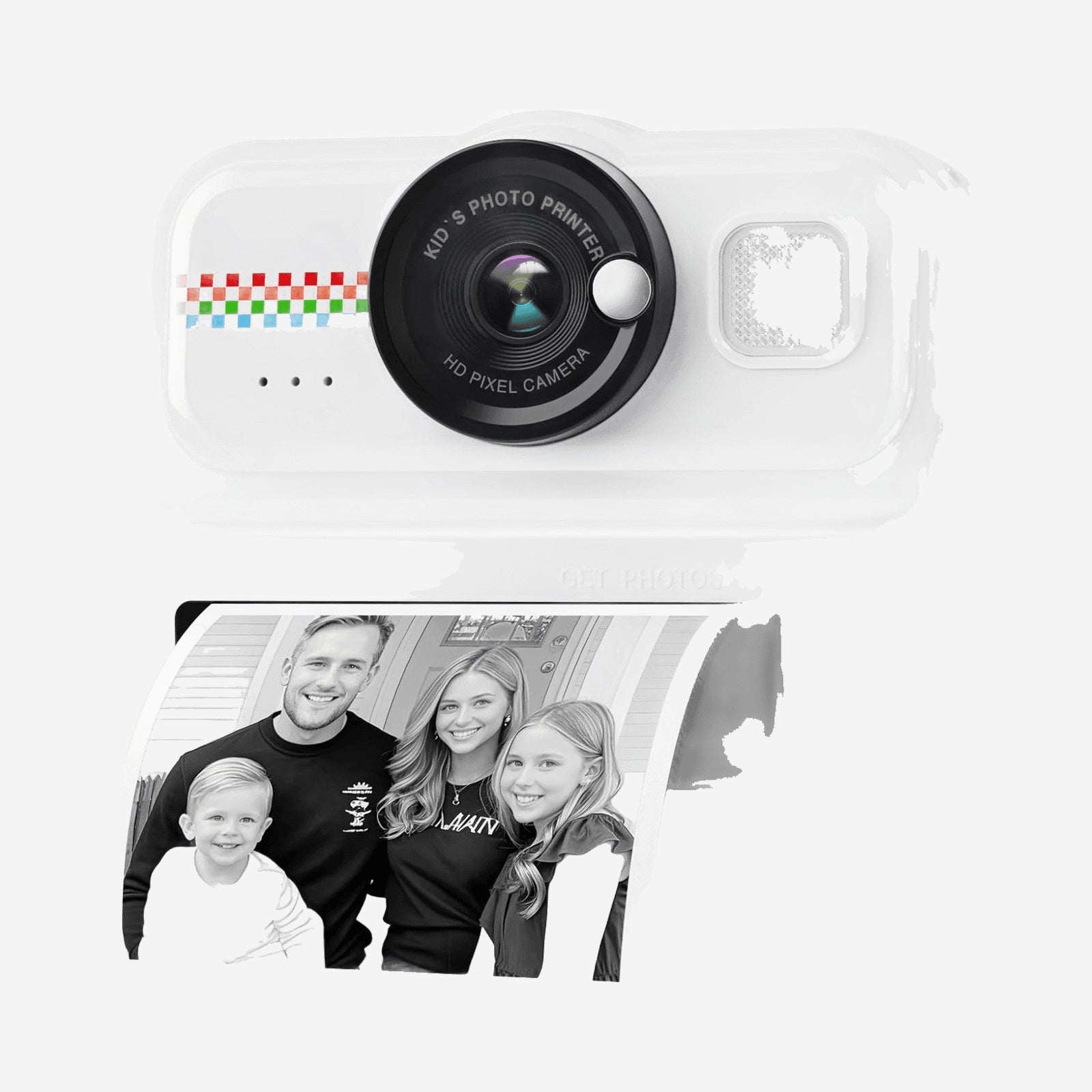 Instant Print Camera met Flitser, LCD Scherm en Draaibare Lens Direct Foto’s Printen