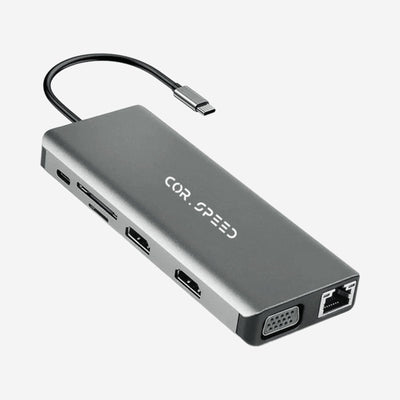 12-in-1 USB-C Docking Station voor Laptop met Dual HDMI Premium VGA USB-C Hub in Space Grey Geschikt voor MacBook Windows en Andere USB-C Apparaten