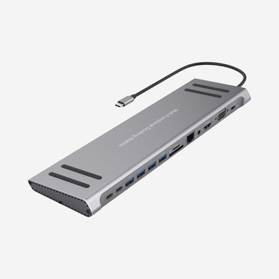 Docking Station USB-C naar HDMI VGA SD TF RJ45 USB 3.0 Audio USB-C PD Adapter Compleet Multiport Docking Station voor Laptop MacBook en Notebook Met Snelle Dataoverdracht Ondersteuning voor Meerdere Monitoren en 4K Video