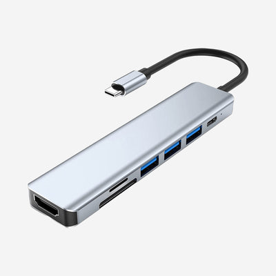 Maxxselect USB‑C hub 7‑in‑1 met 4K HDMI, 3x USB 3.0, SD/MicroSD kaartlezer – Space Grey