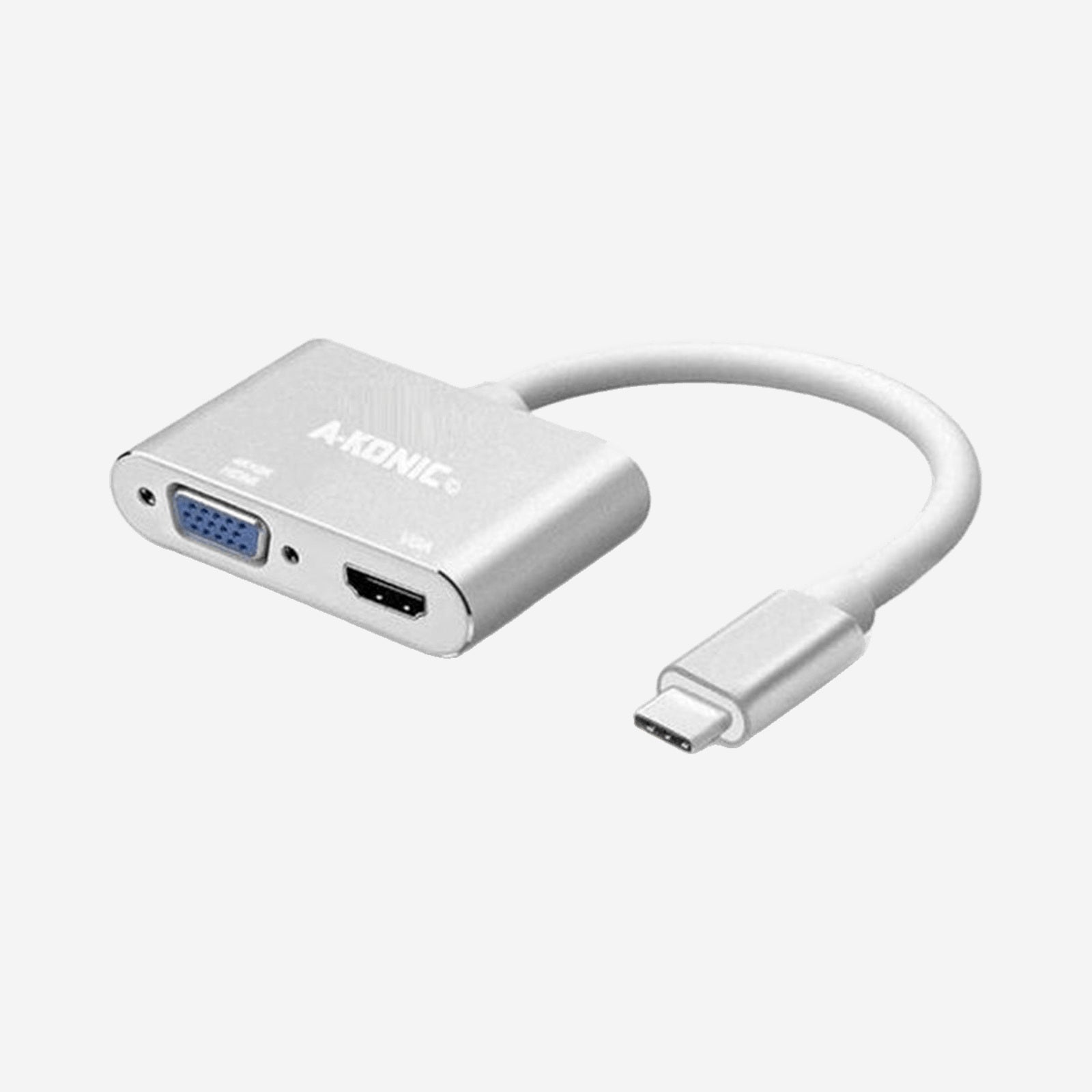 USB-C naar HDMI en VGA Adapter - 2-in-1 Dual Monitor Converter - 4K HDMI + VGA - Space Grey