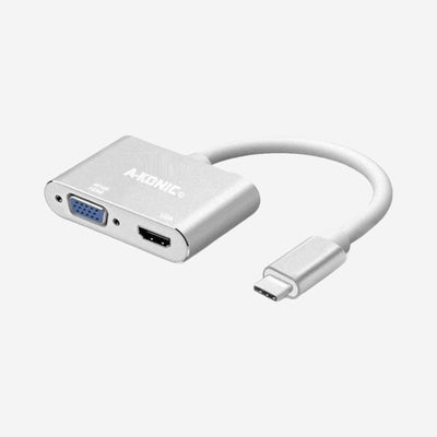 USB-C naar HDMI en VGA Adapter - 2-in-1 Dual Monitor Converter - 4K HDMI + VGA - Space Grey
