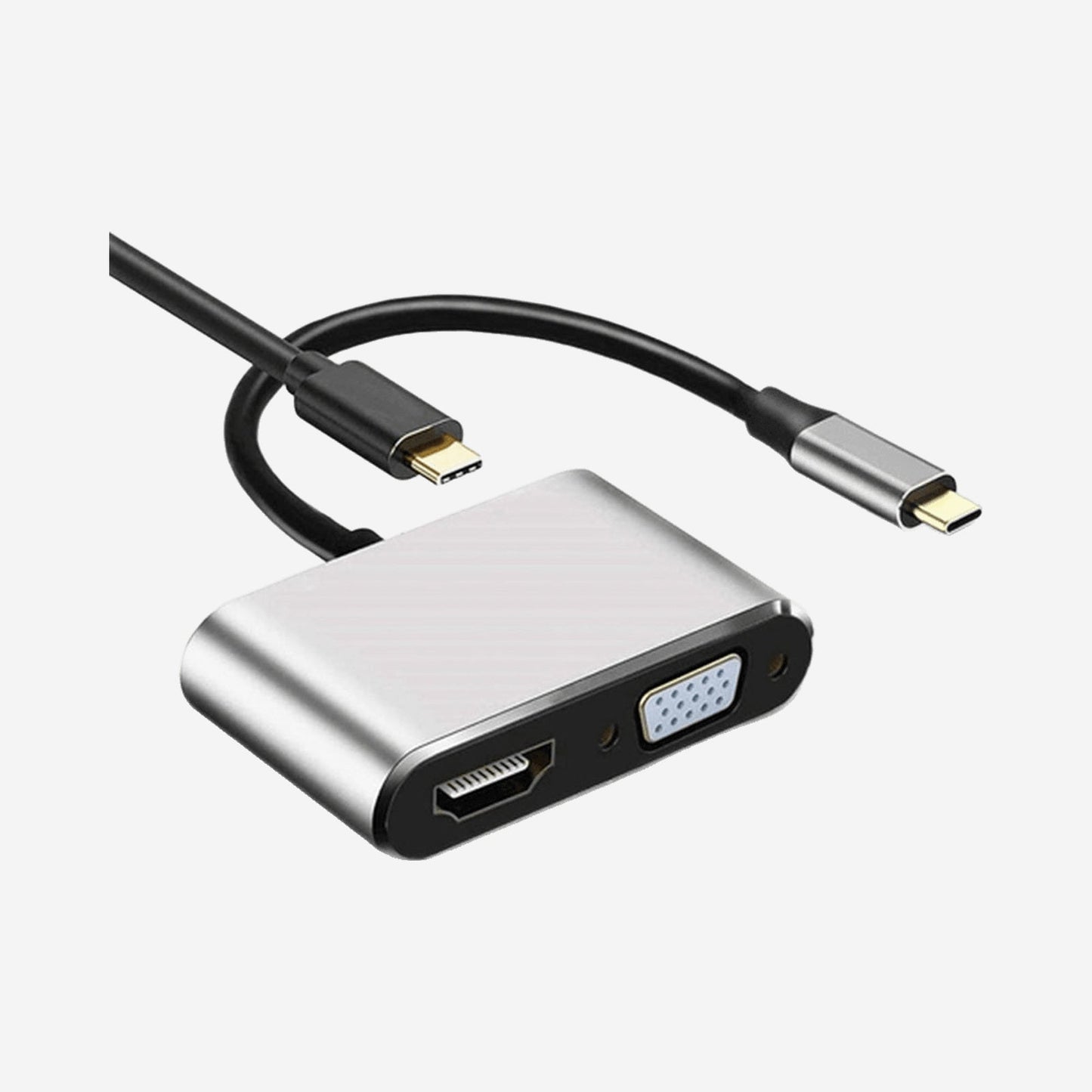 USB-C naar HDMI VGA 4K Adapter - 4-in-1 Type-C Hub met USB 3.0 en 100W PD - Space Grey