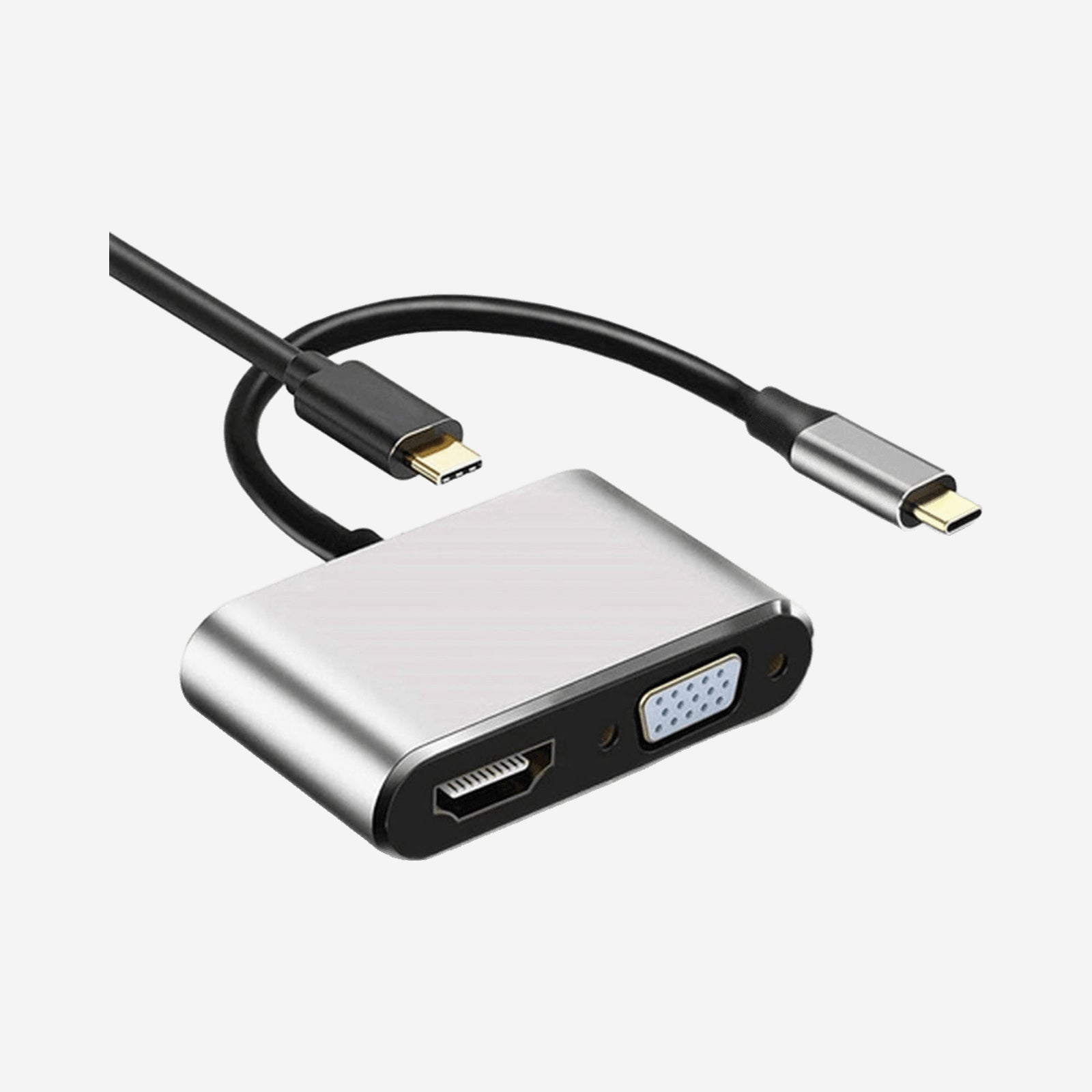 USB-C naar HDMI VGA 4K Adapter - 4-in-1 Type-C Hub met USB 3.0 en 100W PD - Space Grey