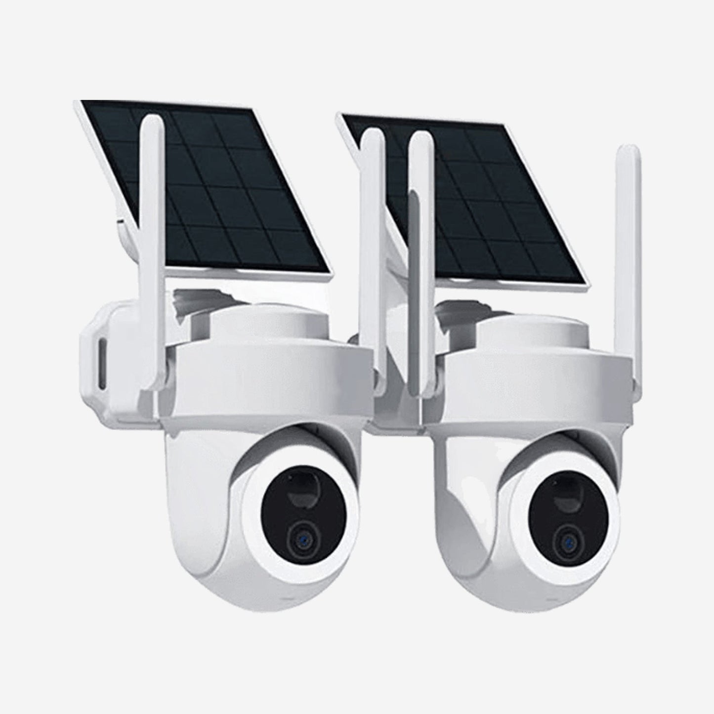 Nieuwste 4K solar beveiligingscamera set voor buiten, draadloos beveiligingssysteem met 4 PTZ‑camera’s, 2.4G/5G WiFi, nachtzicht en 64GB opslag