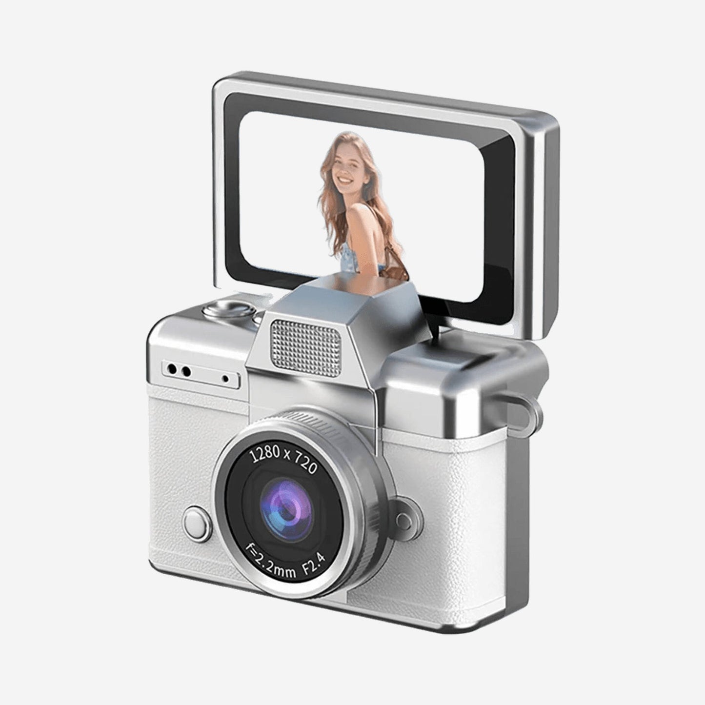 Mini retro thumb camera met 1,47 inch klapscherm – HD digitale camera met video-opname  – Wit