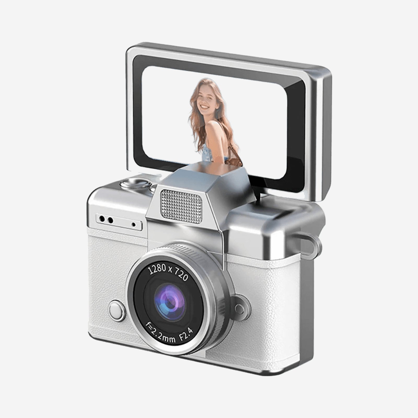 Mini retro thumb camera met 1,47 inch klapscherm – HD digitale camera met video-opname  – Wit