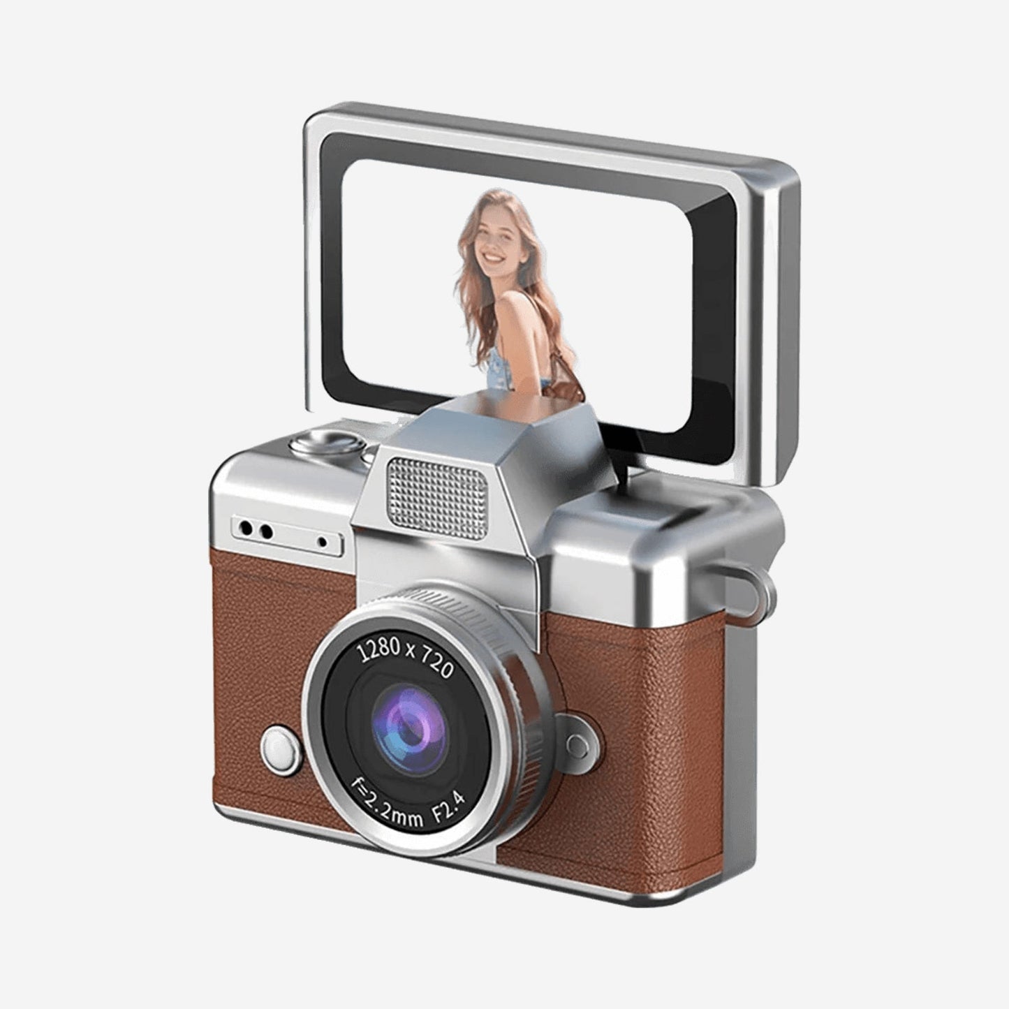 Mini retro thumb camera met 1,47 inch klapscherm – HD digitale camera met video-opname  – Bruin