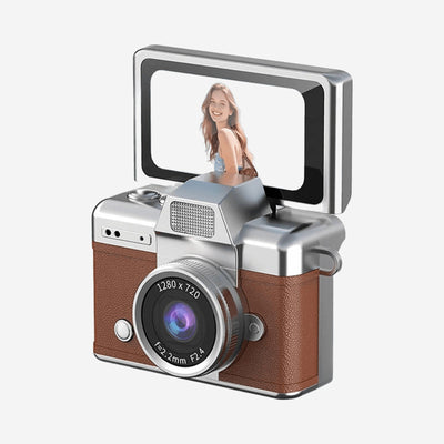 Mini retro thumb camera met 1,47 inch klapscherm – HD digitale camera met video-opname  – Bruin
