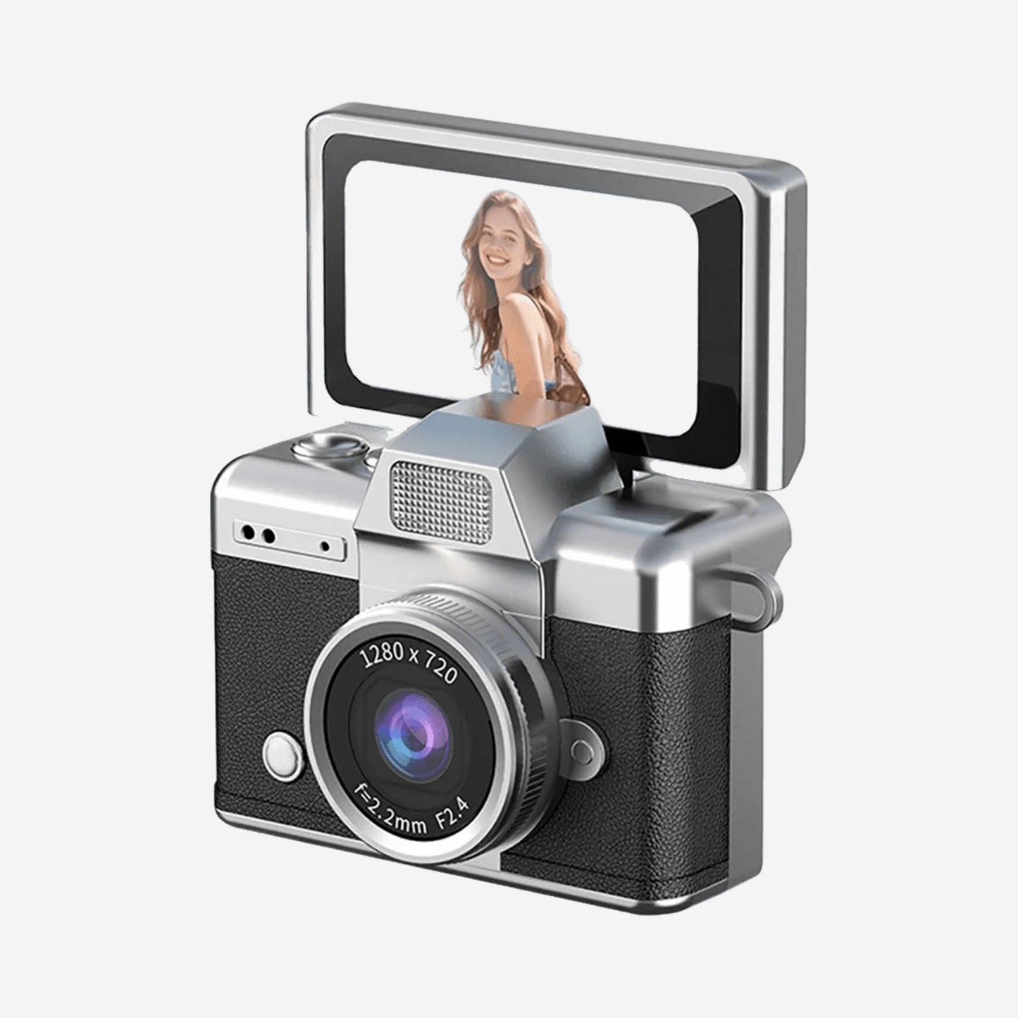 Mini retro thumb camera met 1,47 inch klapscherm – HD digitale camera met video-opname  –  Zwart