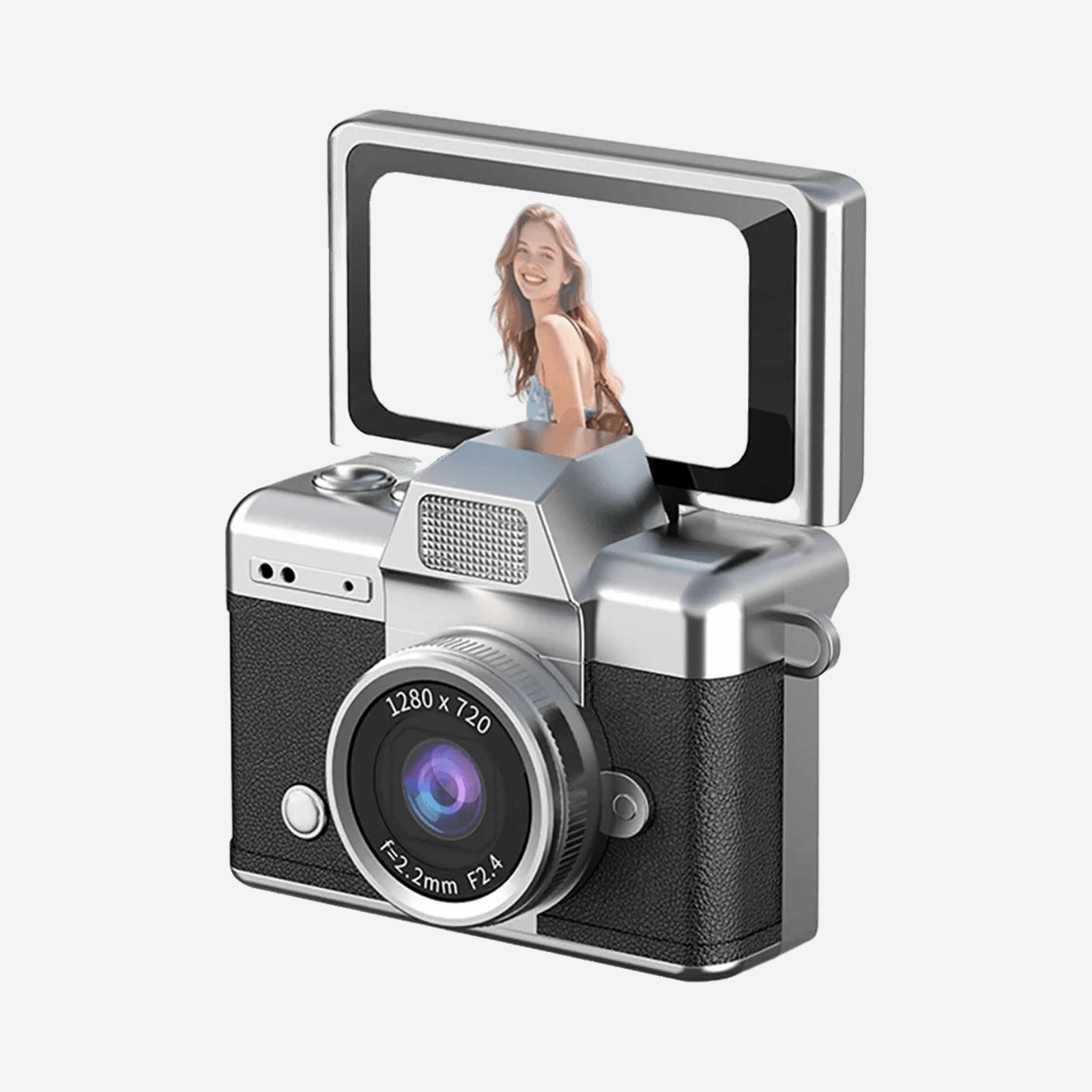 Mini retro thumb camera met 1,47 inch klapscherm – HD digitale camera met video-opname  –  Zwart
