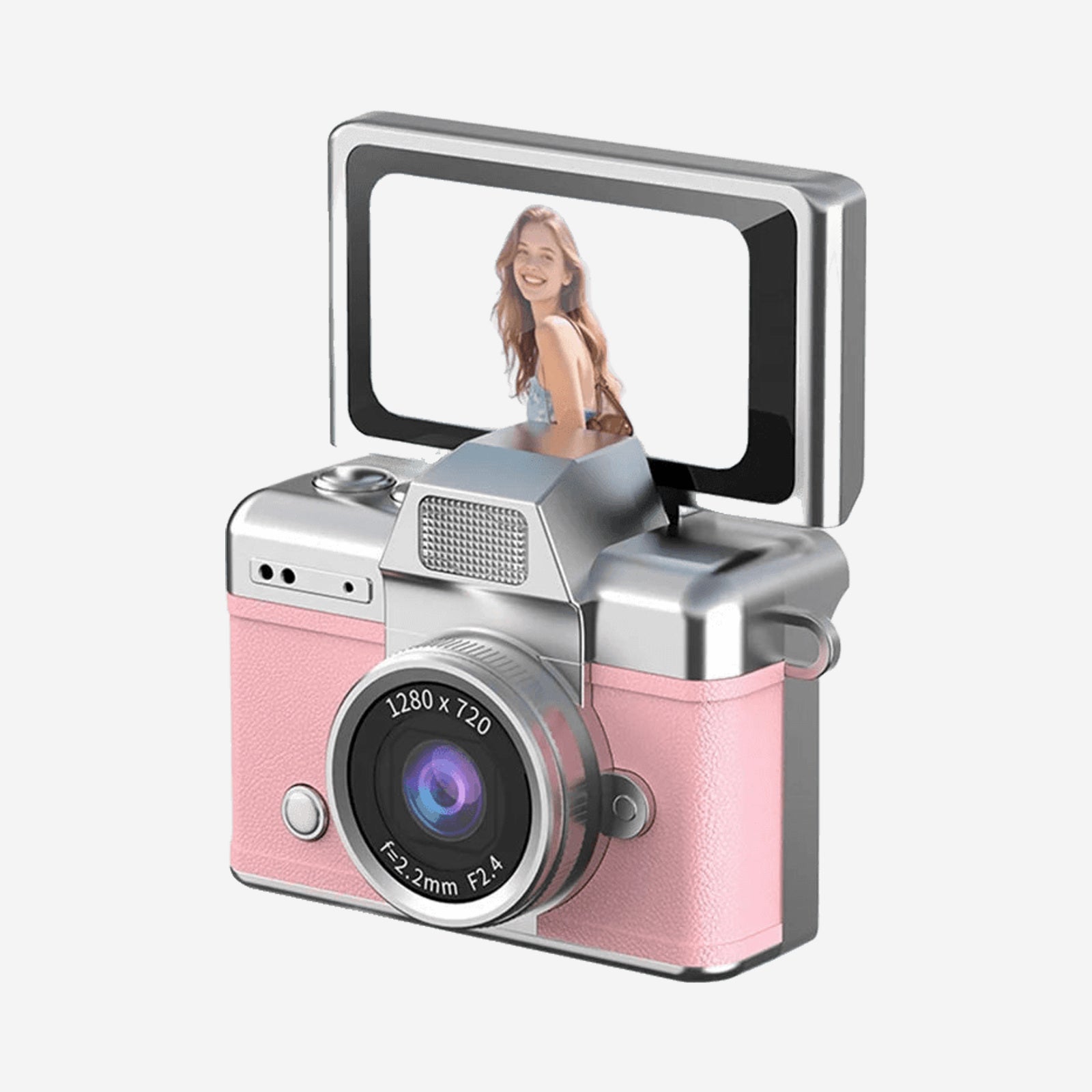 Mini retro thumb camera met 1,47 inch klapscherm – HD digitale camera met video-opname  – Roze