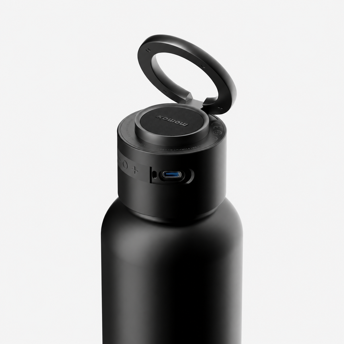 Momax 1-Vibe Bottle 750 ml Zwart USB-C aansluiting en ring