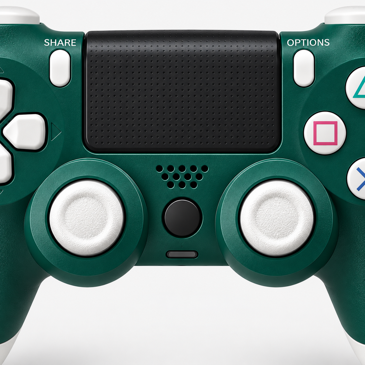Merkloze PS4-controller Groen/wit (Alpine Green) – detail analoge sticks (kleurillustratie)