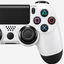 Merkloze PS4-controller Wit/zwart (Glacier White) – detail actieknoppen (kleurillustratie)