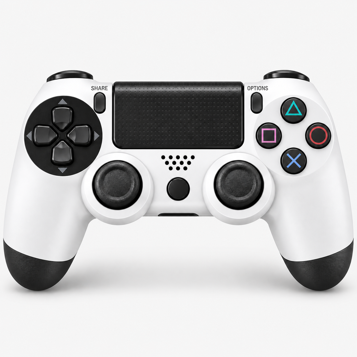 Merkloze PS4-controller Wit/zwart (Glacier White) – vooraanzicht (kleurillustratie)