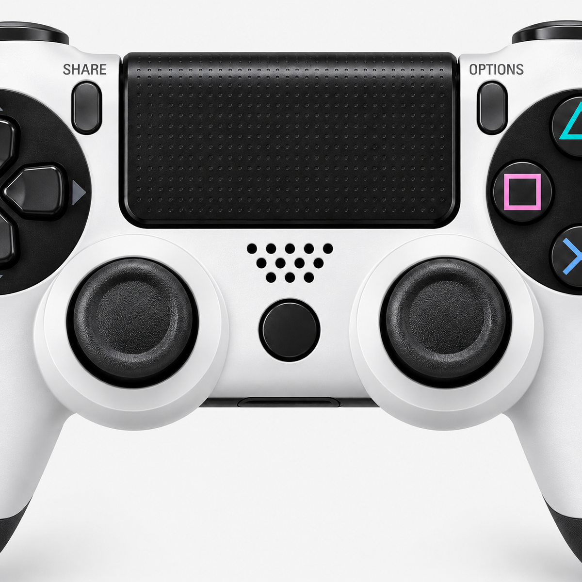 Merkloze PS4-controller Wit/zwart (Glacier White) – detail analoge sticks (kleurillustratie)