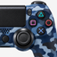Merkloze PS4-controller Blauw camouflage (Blue Camouflage) – detail actieknoppen (kleurillustratie)