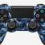 Merkloze PS4-controller Blauw camouflage (Blue Camouflage) – detail analoge sticks (kleurillustratie)