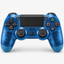 Merkloze PS4-controller Transparant blauw (Crystal Blue) – vooraanzicht (kleurillustratie)