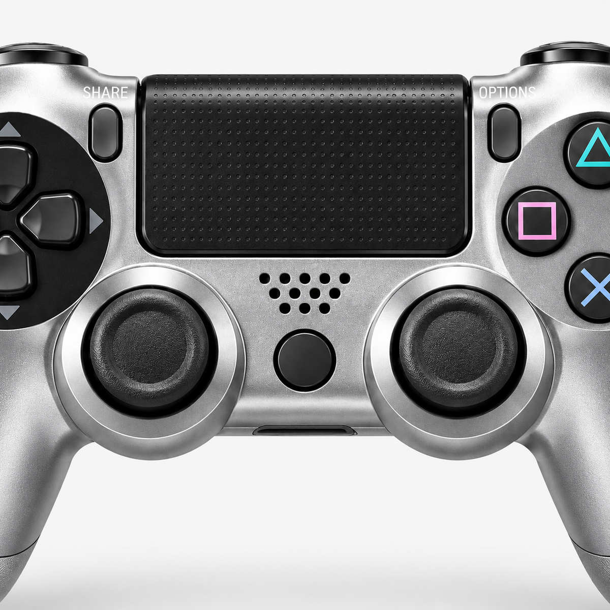 Merkloze PS4-controller Zilver (Silver) – detail analoge sticks (kleurillustratie)