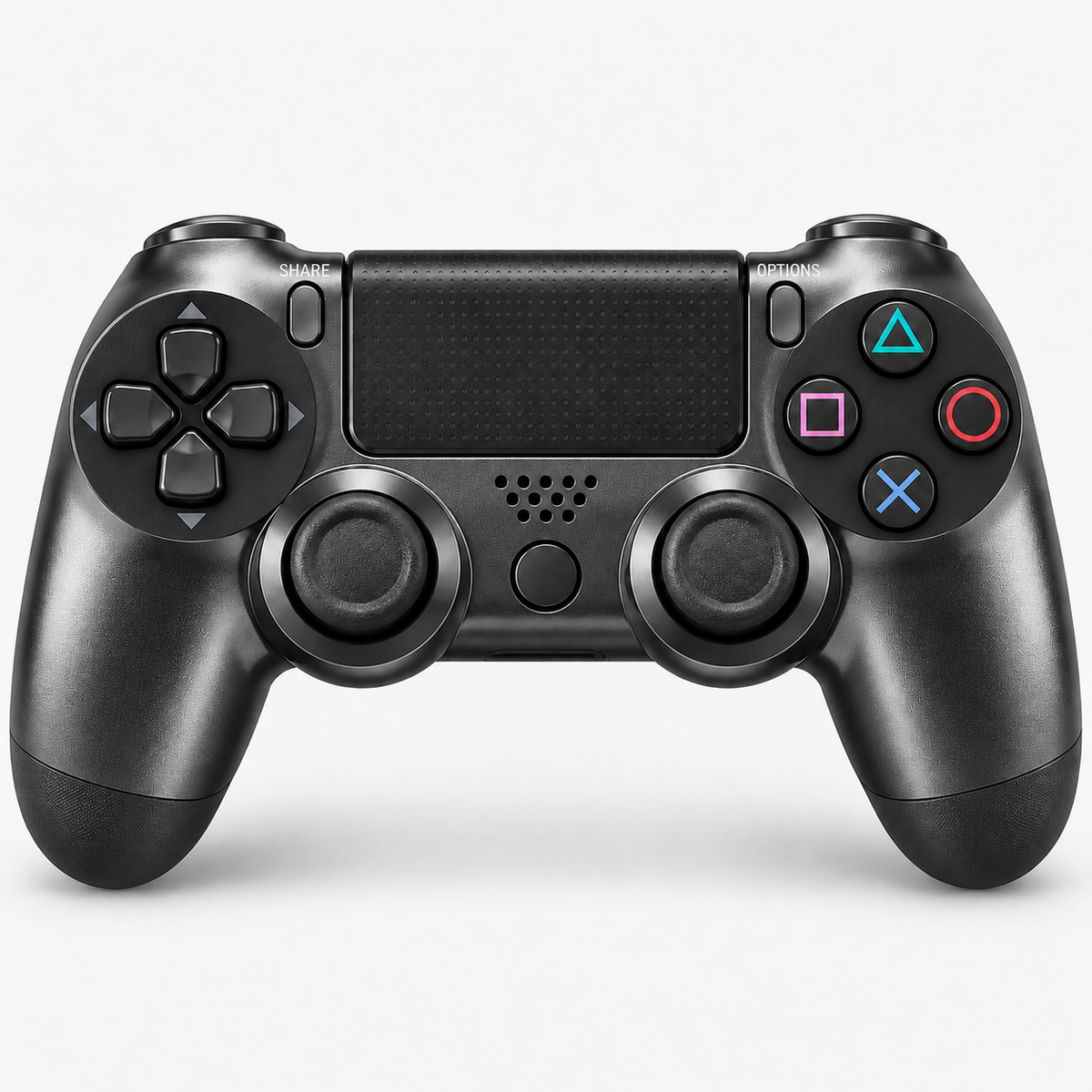 Merkloze PS4-controller Staalzwart (Steel Black) – vooraanzicht (kleurillustratie)