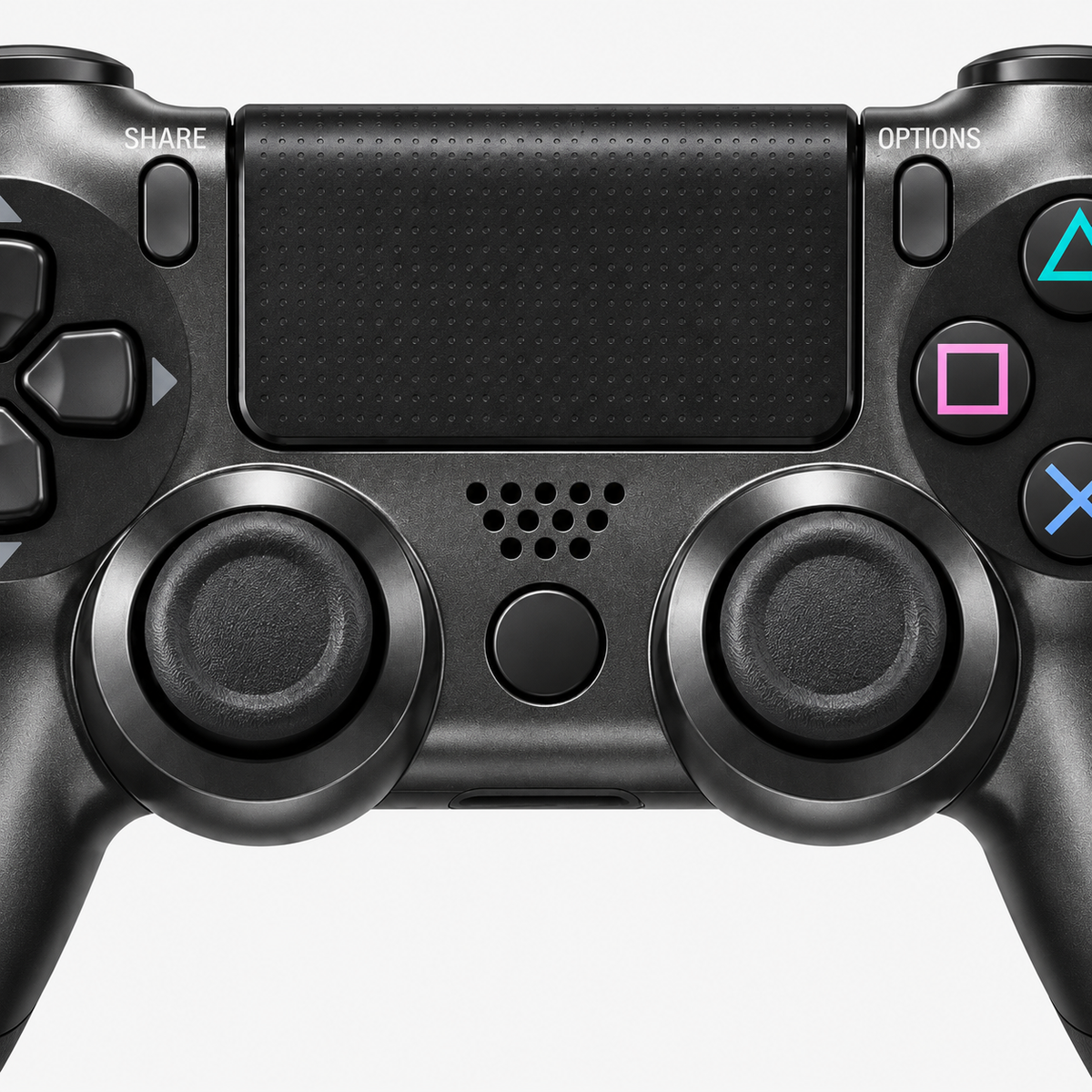 Merkloze PS4-controller Staalzwart (Steel Black) – detail analoge sticks (kleurillustratie)