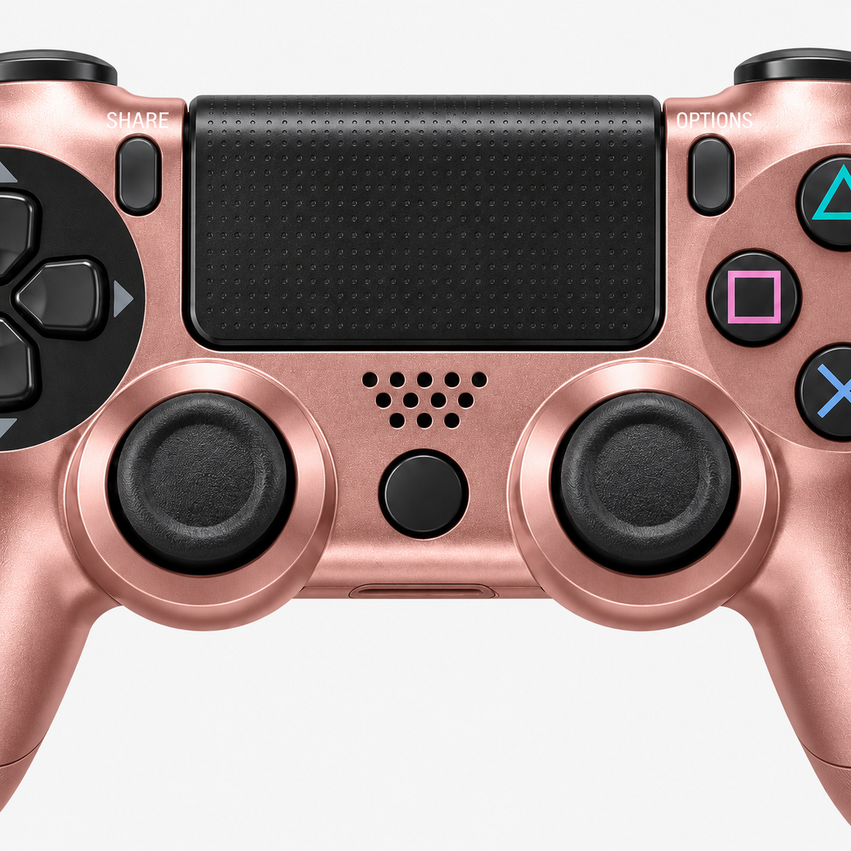 Merkloze PS4-controller Roségoud (Rose Gold) – detail analoge sticks (kleurillustratie)