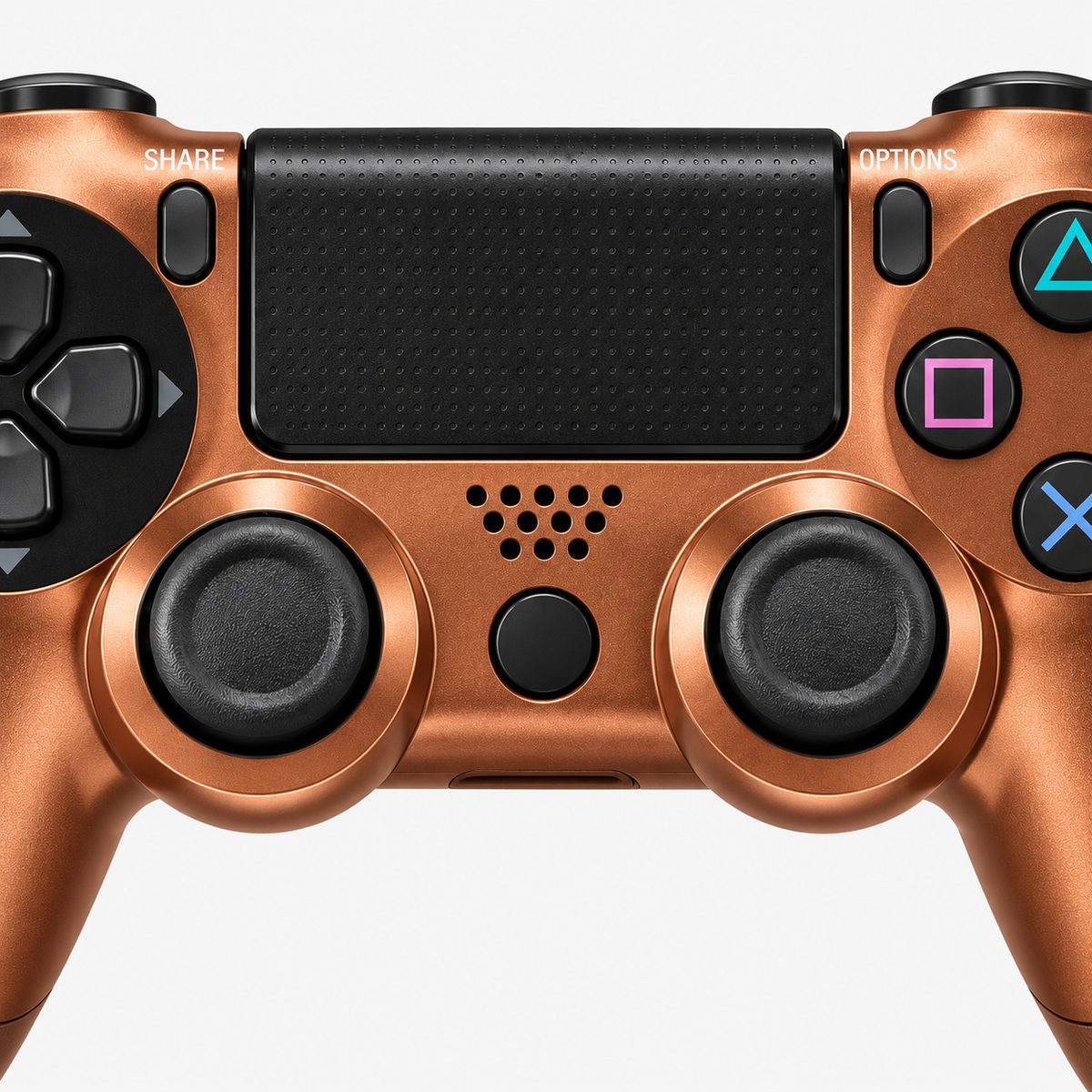 Merkloze PS4-controller Koper (Metallic Copper) – detail analoge sticks (kleurillustratie)