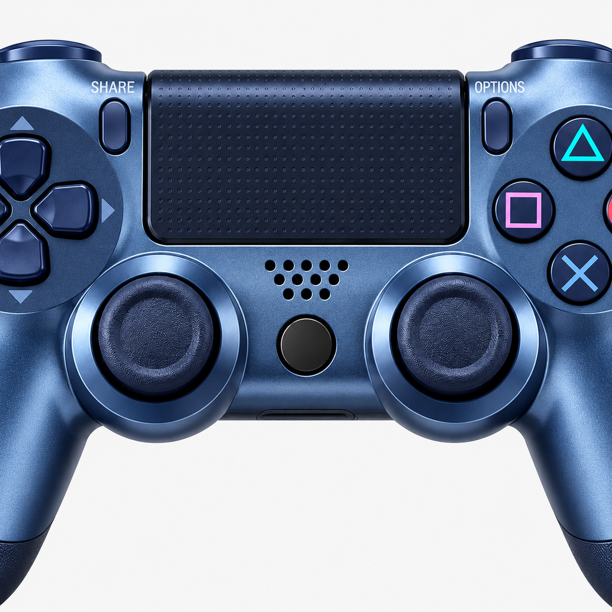 Merkloze PS4-controller Titaniumblauw (Titanium Blue) – detail analoge sticks (kleurillustratie)