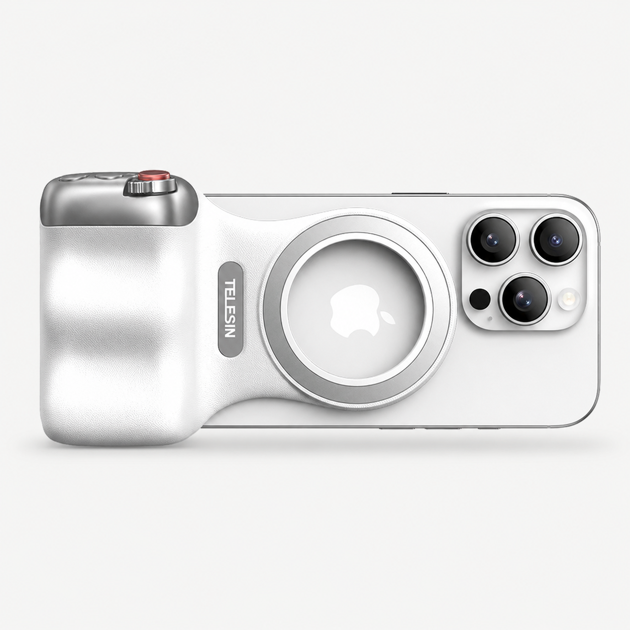 TELESIN Fun Shot grip op iPhone in horizontale camerastand