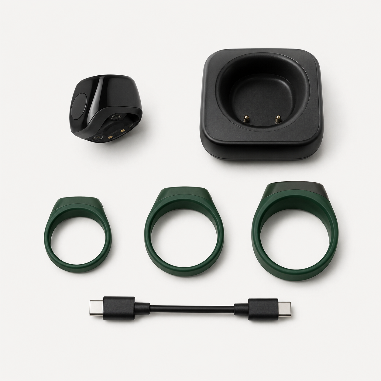 Zikr Flex Lite met drie verwisselbare groene ringmaten en oplader